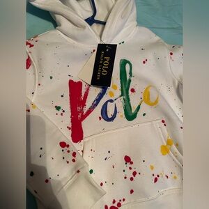 Polo by Ralph Lauren Kids' White Hoodie with Multicolor Paint Splatter